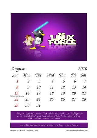Gnu/Linux Calendar 2010 V -1.0