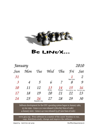 Gnu/Linux calendar 2010 final