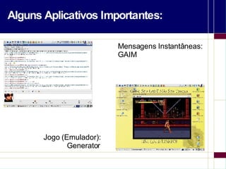 Alguns Aplicativos Importantes: Mensagens Instantâneas: GAIM Jogo (Emulador): Generator 