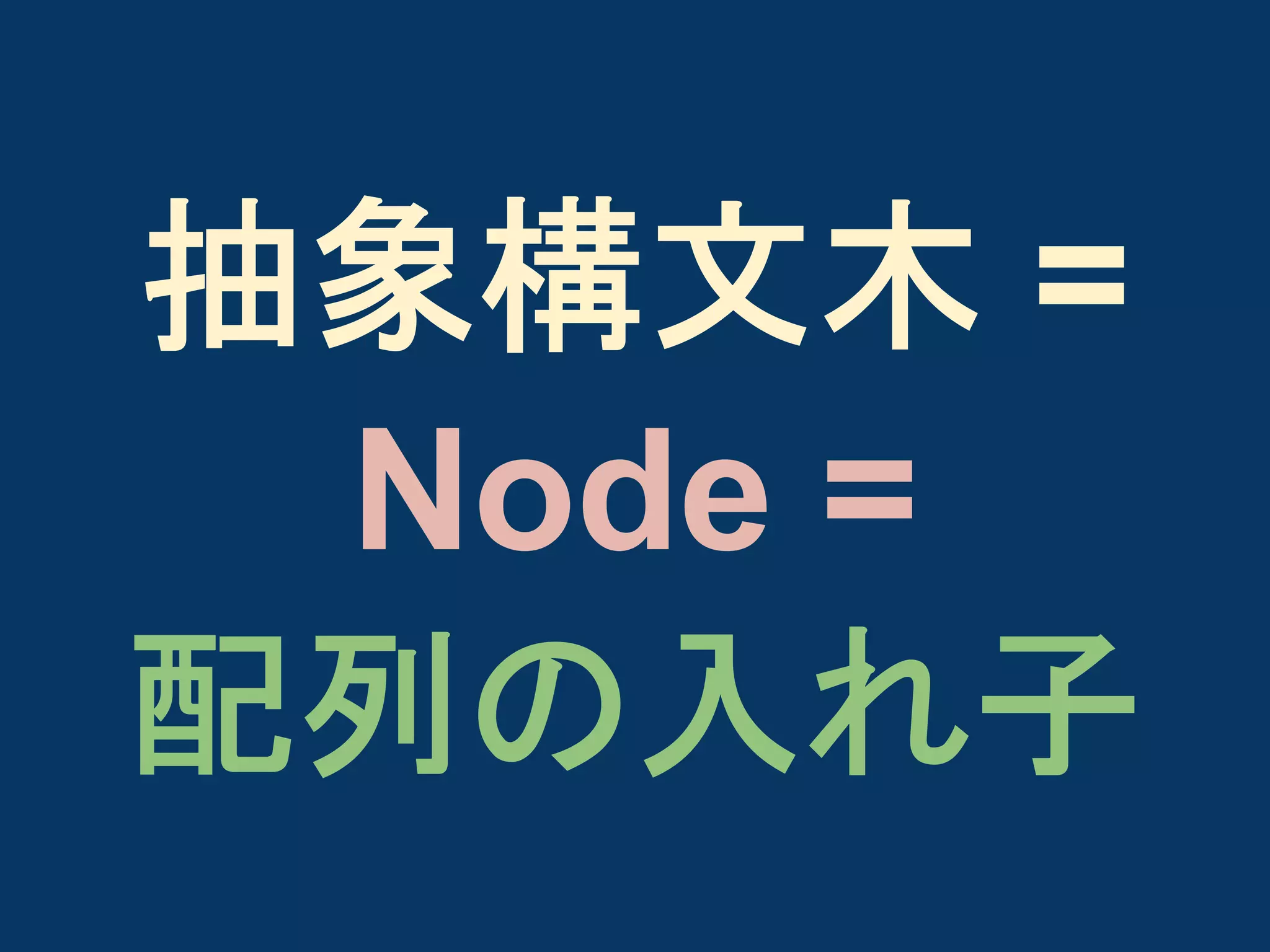 抽象構文木 =
Node =
配列の入れ子

 