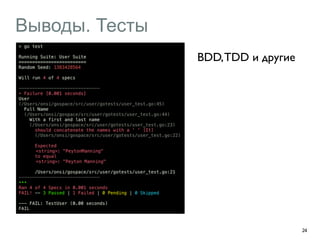 Выводы. Тесты 
24 
BDD, TDD и другие 
 