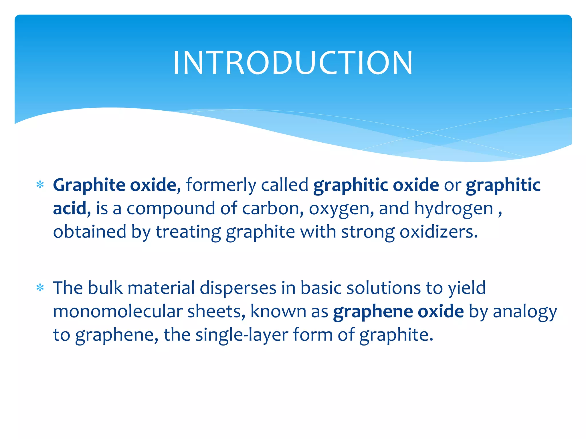 Graphene, graphene oxide chemistry aplications | PPTX