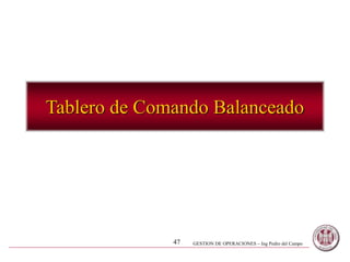 GESTION DE OPERACIONES – Ing Pedro del Campo47
Tablero de Comando Balanceado
 