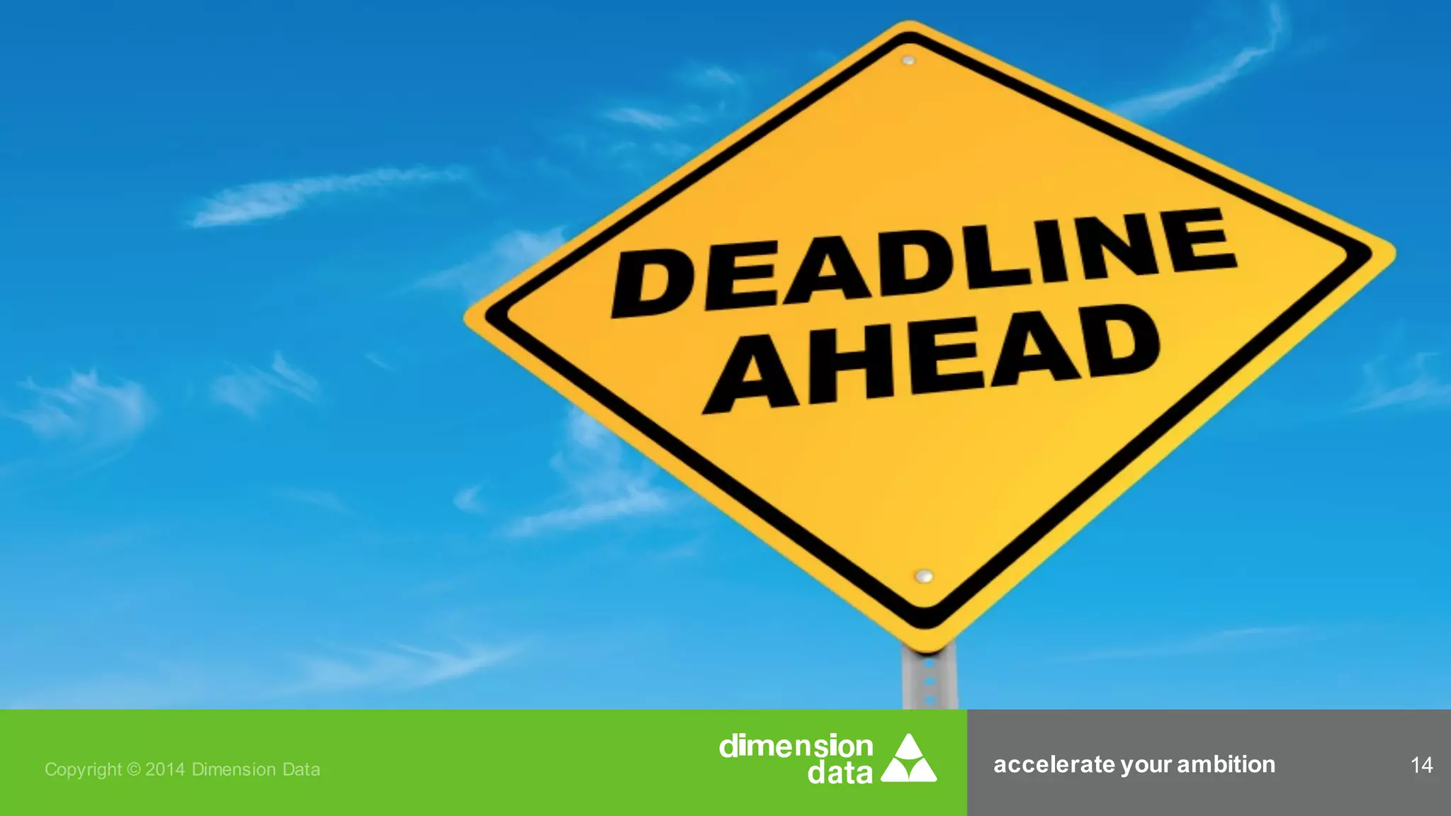 accelerate your ambition 14Copyright © 2014 Dimension Data
 
