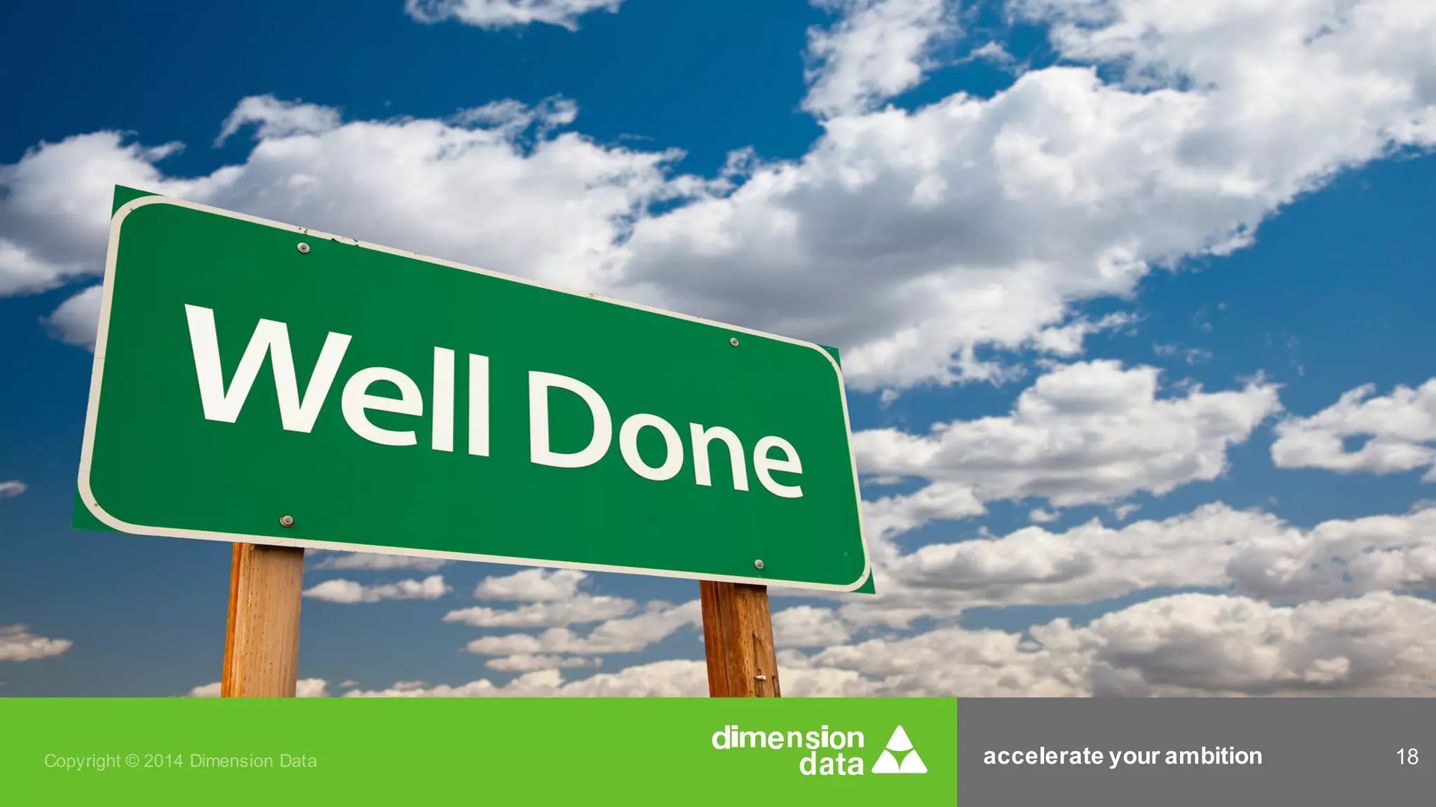 accelerate your ambition 18Copyright © 2014 Dimension Data
 