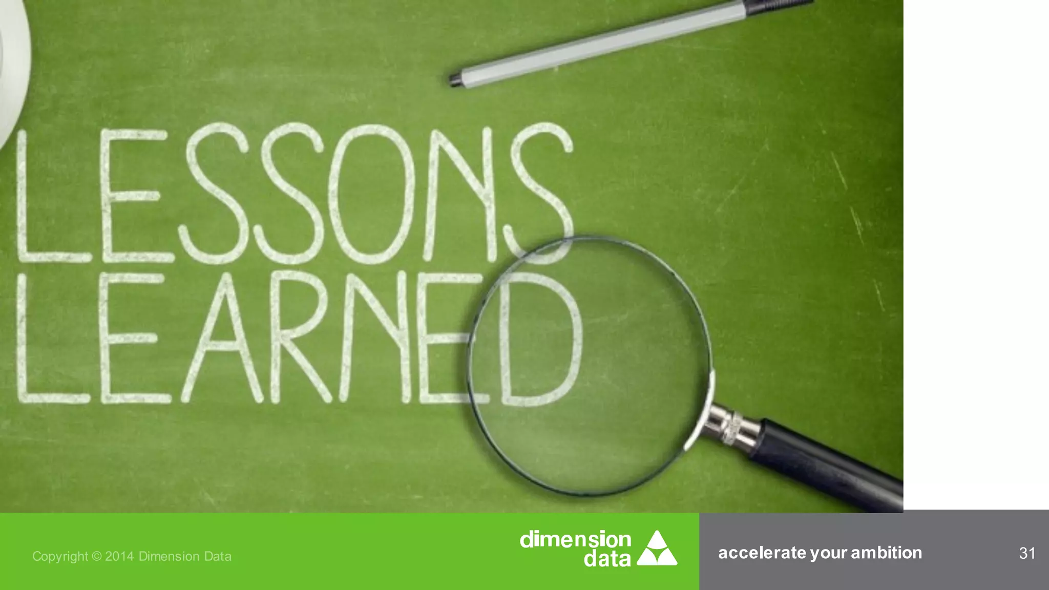 accelerate your ambition 31Copyright © 2014 Dimension Data
 