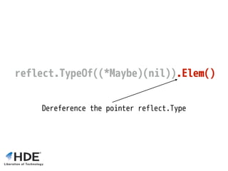 reflect.TypeOf((*Maybe)(nil)).Elem()
pointer to nil “Maybe”
 