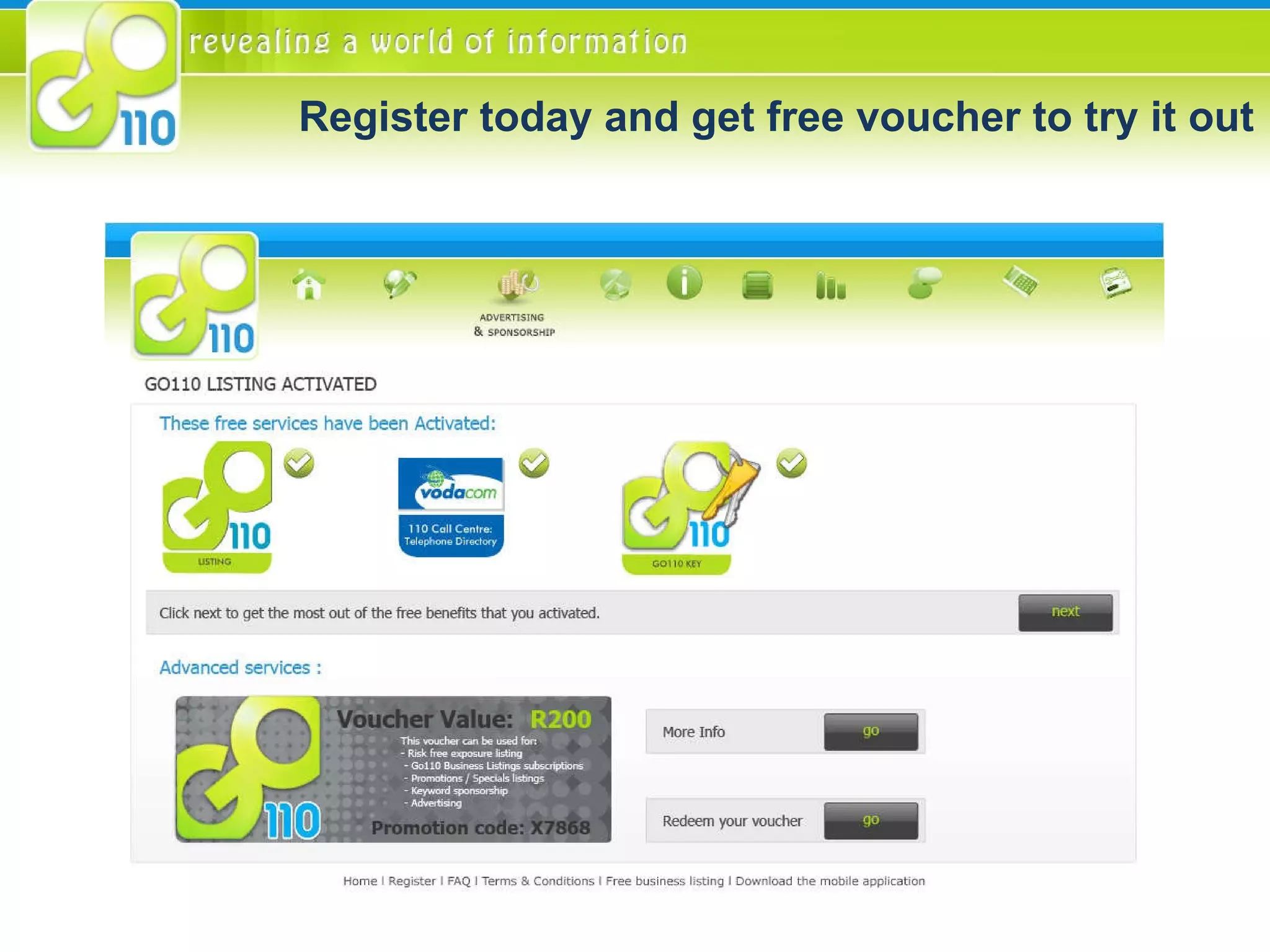Register today and get free voucher to try it out 