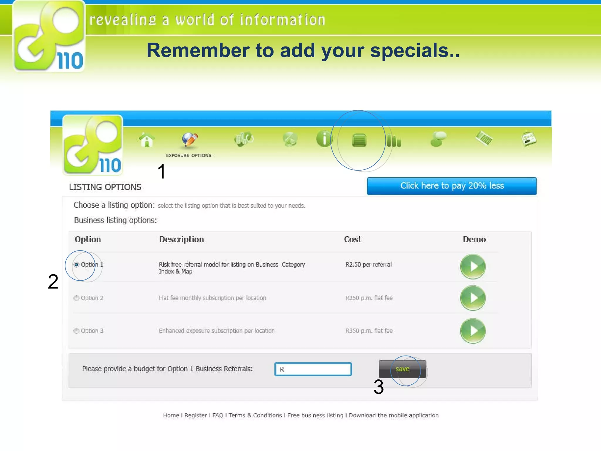 Remember to add your specials.. 1 2 3 