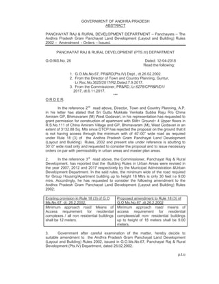 GOVERNMENT OF ANDHRA PRADESH
ABSTRACT
PANCHAYAT RAJ & RURAL DEVELOPMENT DEPARTMENT – Panchayats – The
Andhra Pradesh Gram ...