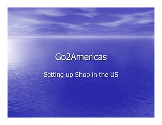 Go2Americas
Setting up Shop in the US
 
