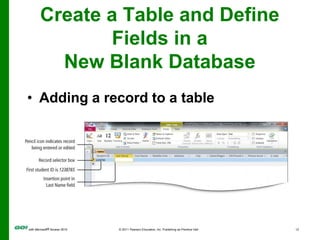 Create a Table and Define Fields in a New Blank DatabaseImporting data to an existing Access tableCreate a Table and Define Fields in a New Blank Database