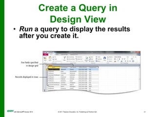 Table area (upper area)—displays field lists for tables used in the query