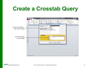 Covered ObjectivesOpen an Existing DatabaseCreate Table RelationshipsSort Records in a TableCreate a Query in Design ViewCreate a New Query from an Existing Query