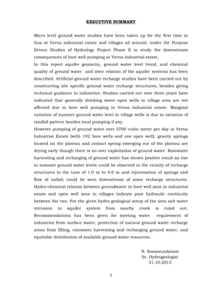 Goa evaluation of downstream consequences of ground water development ...