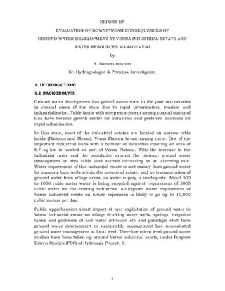 Goa evaluation of downstream consequences of ground water development ...