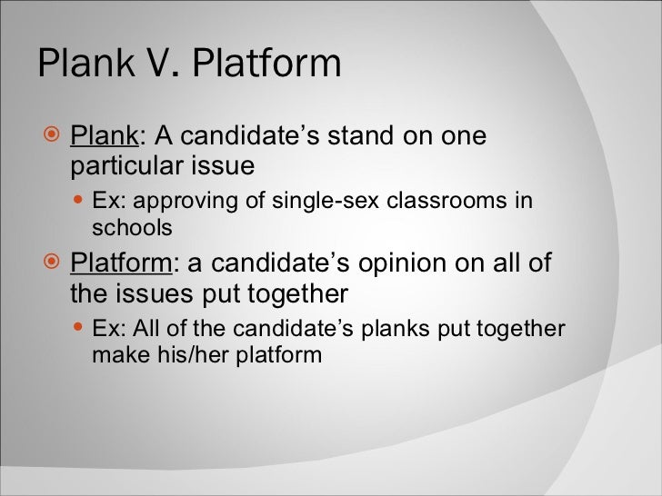 What is a plank in politics?