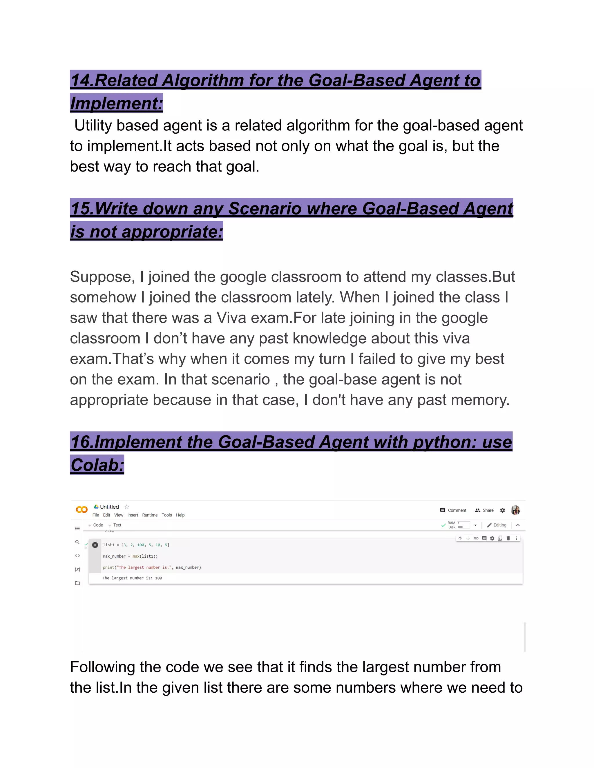 Goal Based Agent