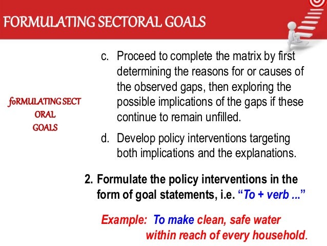 Goal formulation and target setting