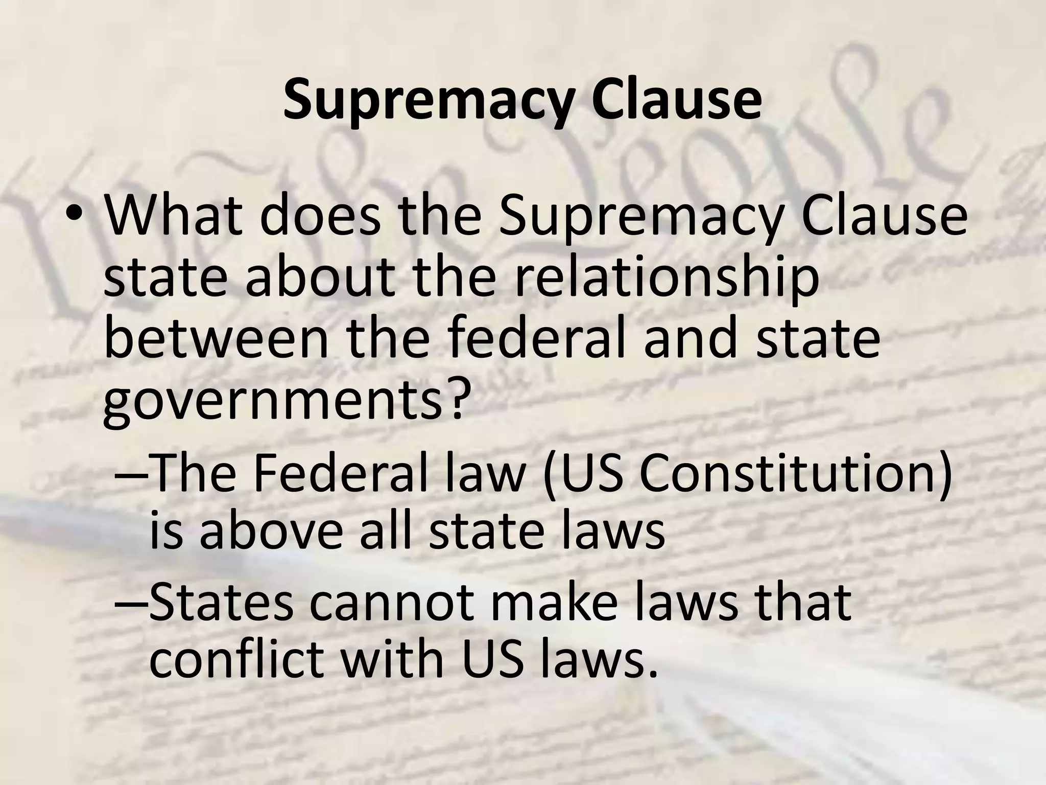 National (Federal) Government Powersa.k.a. Expressed PowersCoin moneyRegulate interstate tradeInterstate=between statesCreate armiesDeclare warDeal with other countries