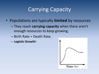 Unlimited GrowthIf there are no limiting resources, populations grow exponentially. Birth Rate > Death Rate