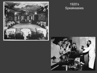 1920’s
Speakeasies
 