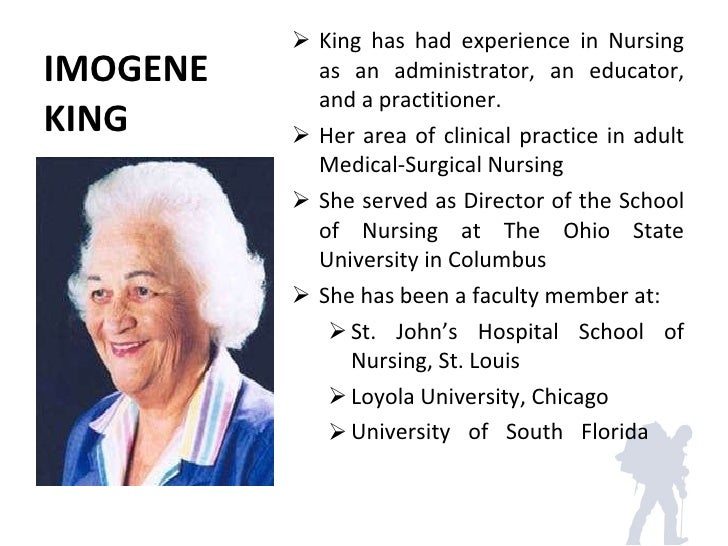 imogene kings goal attainment theory essay Imogene king theory imogene king theory imogene king’s theory of goal attainment is applicable topic summary we will write a custom essay sample on any. imogene kings goal attainment theory essay Imogene king theory imogene king theory imogene king’s theory of goal attainment is applicable topic summary we will write a custom essay sample on any.