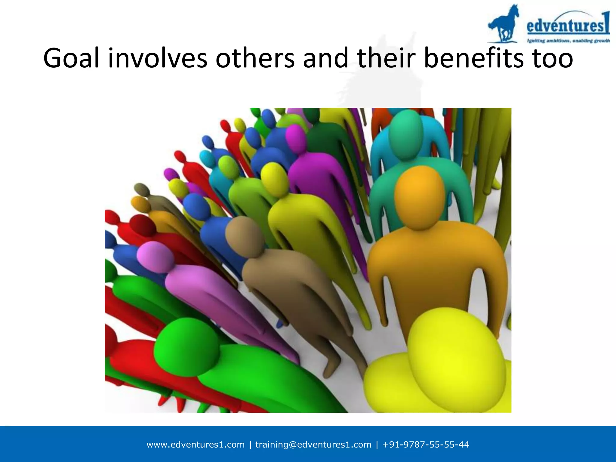 www.edventures1.com | training@edventures1.com | +91-9787-55-55-44
Goal involves others and their benefits too
 