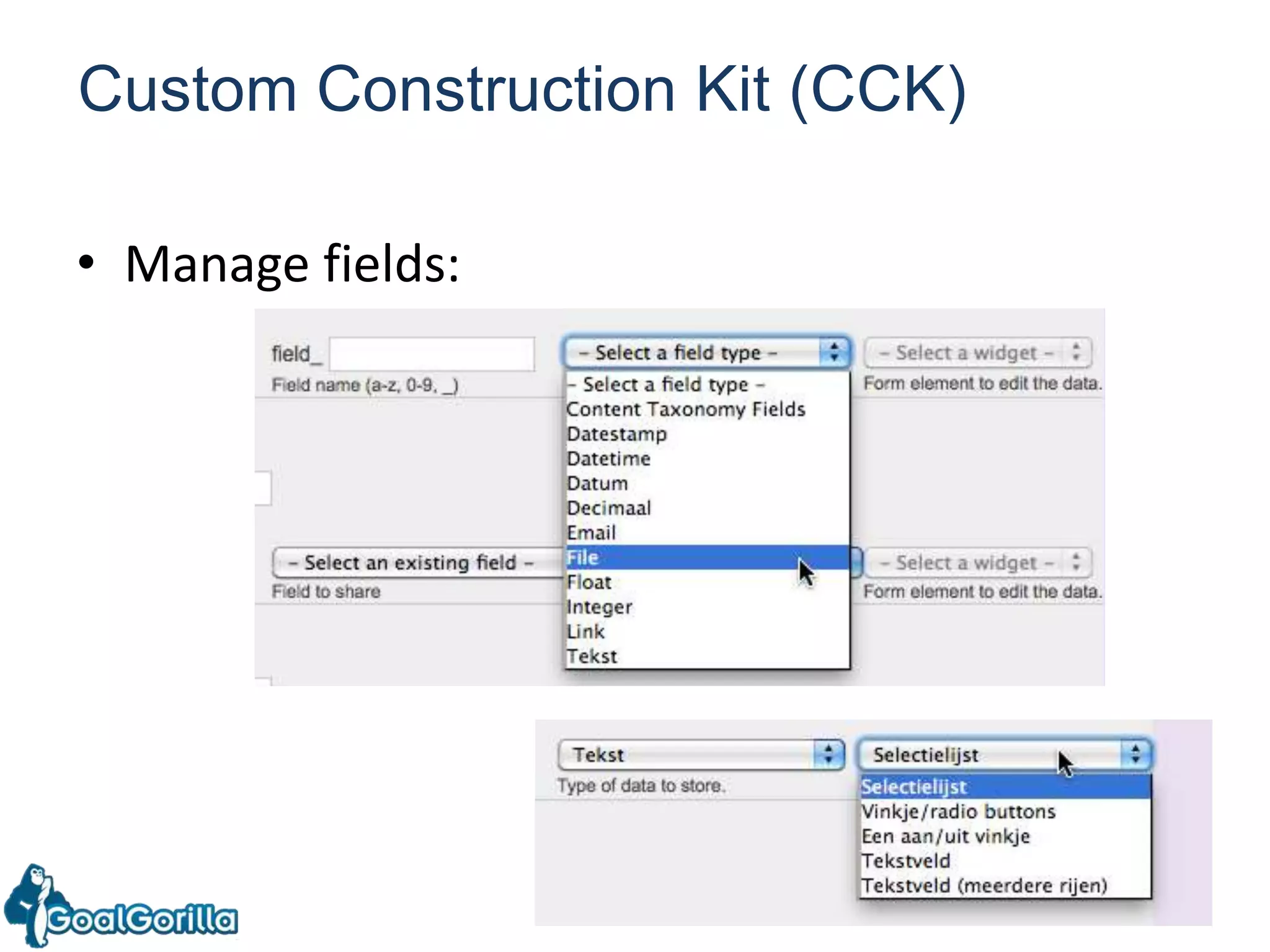 13Custom Construction Kit (CCK)Manage fields: