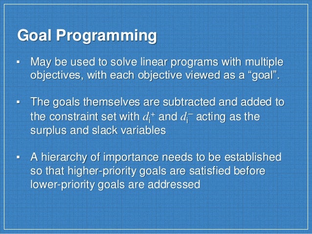 Goal Programming