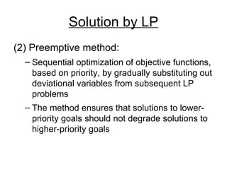 Preemptive Optimization Goal programming 2011 | PPT
