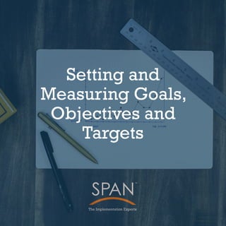 Setting and
Measuring Goals,
Objectives and
Targets
 