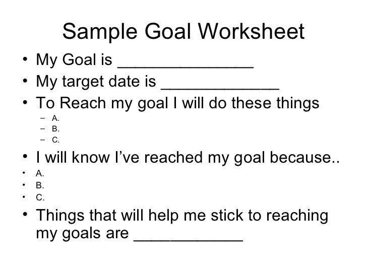 Worksheet Goals And Objectives Worksheet goals and objectives 14 sample goal