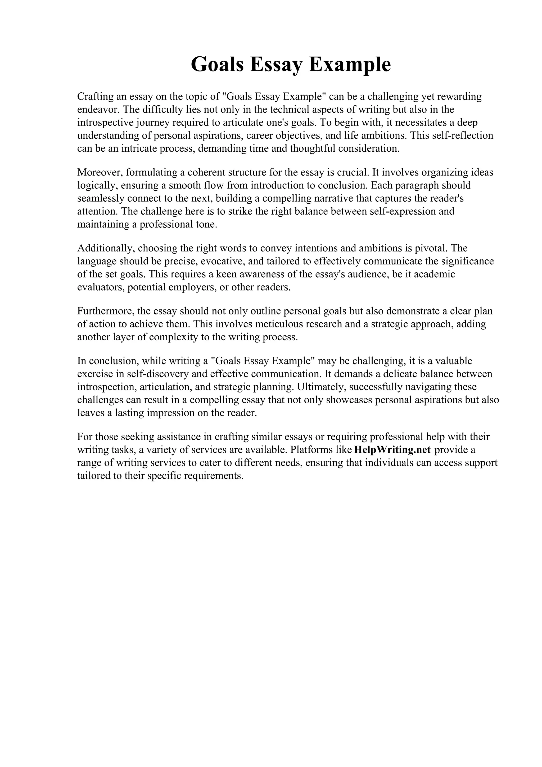 Goals Essay Example PDF goals-essay-example-pdf
