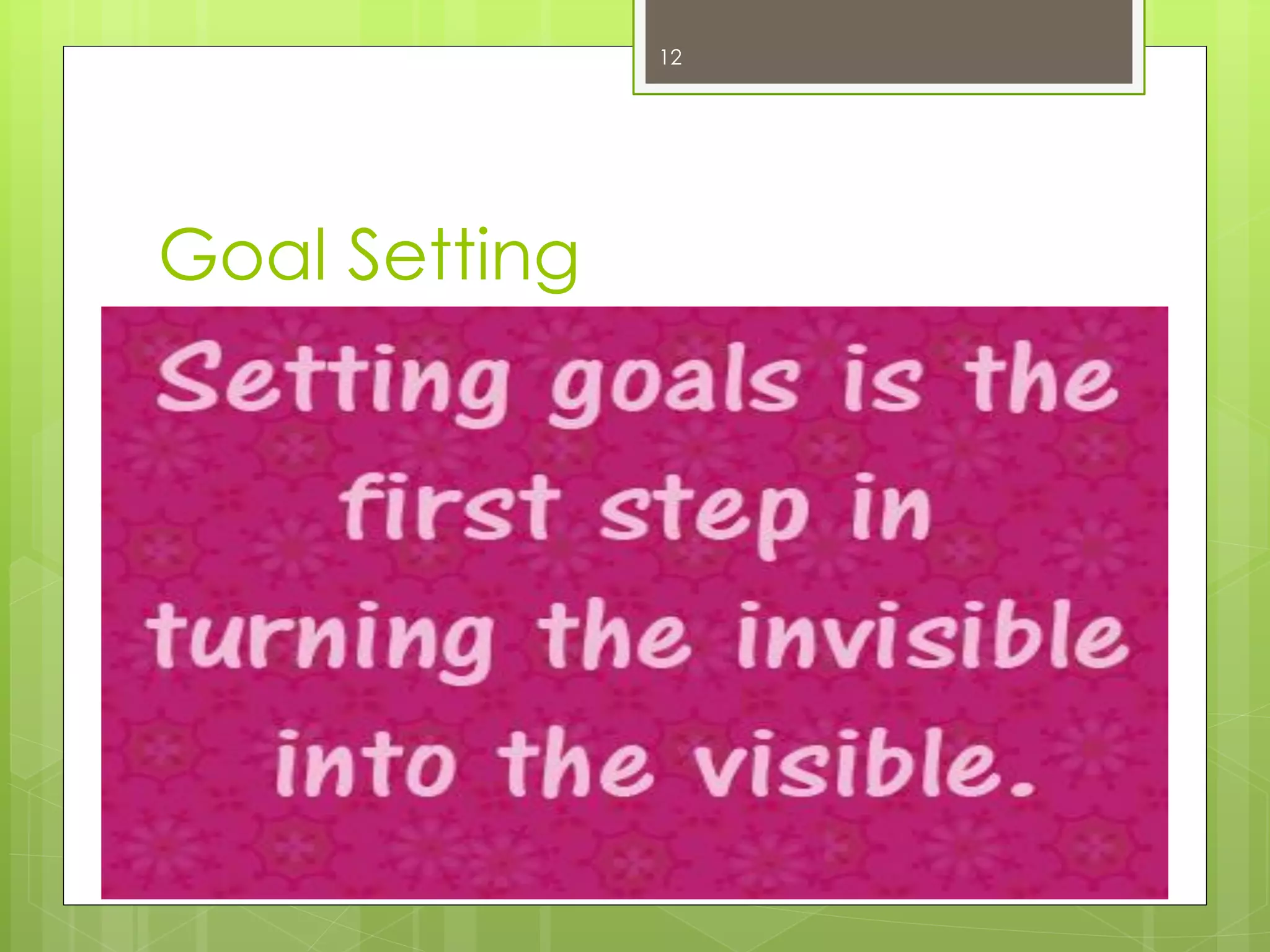 Goal Setting 
12  