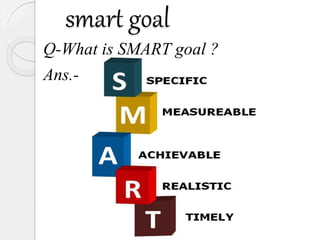 smart goal
Q-What is SMART goal ?
Ans.-
 