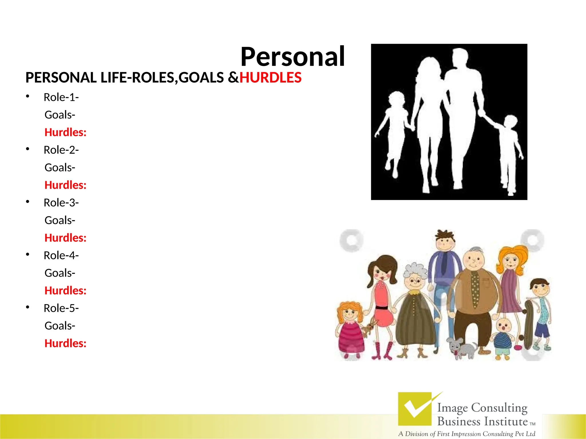 Personal
PERSONAL LIFE-ROLES,GOALS &HURDLES
• Role-1-
Goals-
Hurdles:
• Role-2-
Goals-
Hurdles:
• Role-3-
Goals-
Hurdles:
• Role-4-
Goals-
Hurdles:
• Role-5-
Goals-
Hurdles:
 