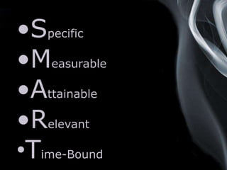 Page 7
•Specific
•Measurable
•Attainable
•Relevant
•Time-Bound
 
