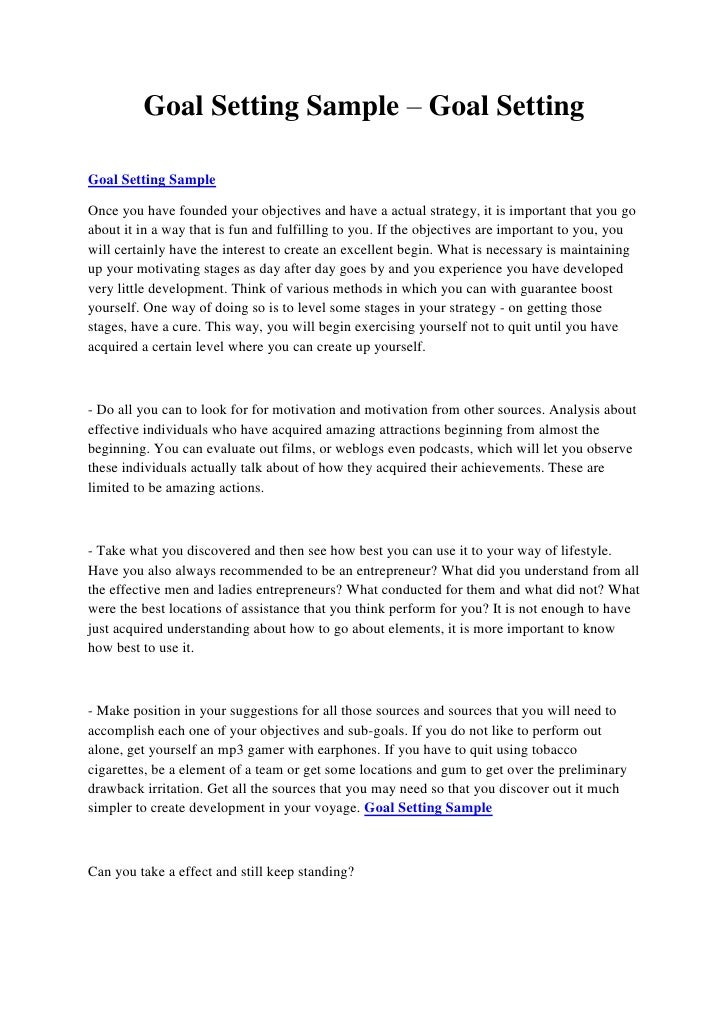 goal setting sample goal setting sample work goals