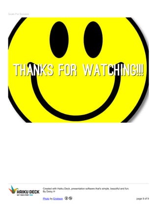 Goals For Success 
Created with Haiku Deck, presentation software that's simple, beautiful and fun. 
By Daisy H 
Photo by Enokson page 9 of 9 
