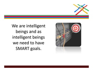 We are intelligent 
  beings and as 
  beings and as
intelligent beings 
we need to have 
  SMART goals.
  SMART goals.
 