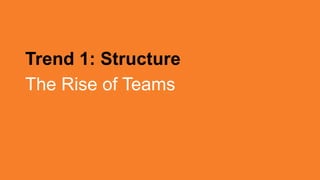 Trend 1: Structure
The Rise of Teams
 