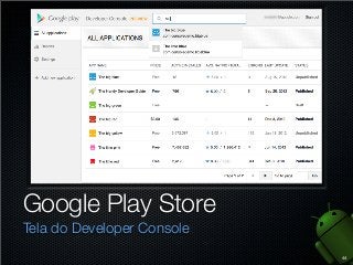 Google Play Store
Tela do Developer Console
44

 