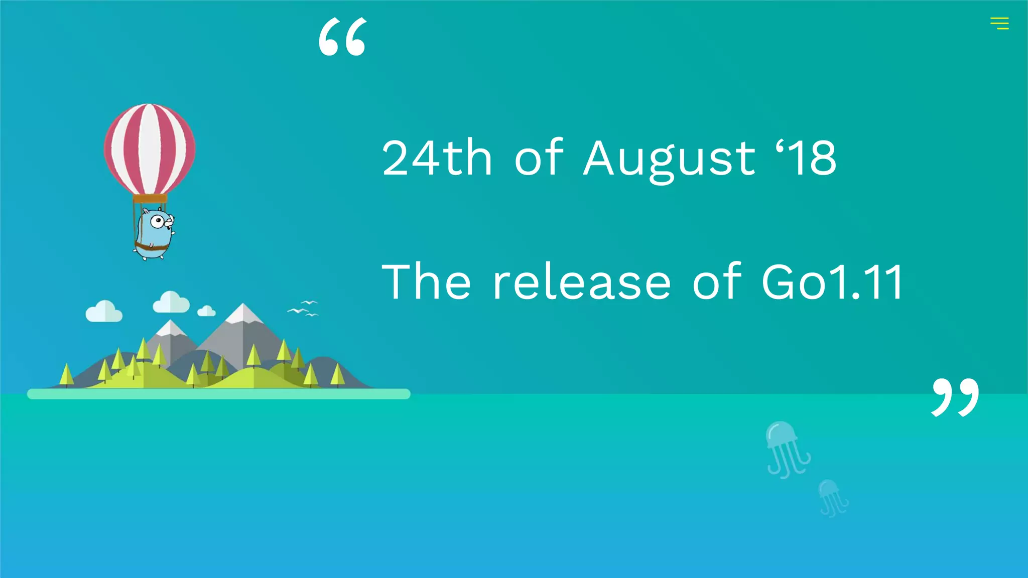 24th of August ‘18
The release of Go1.11
 