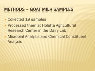 Goat milk safety and consumption in Abergelle, Ethiopia