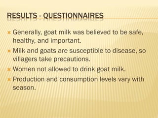 Goat milk safety and consumption in Abergelle, Ethiopia