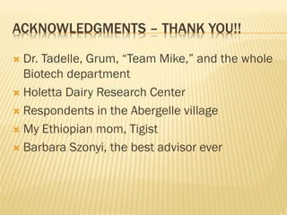 Goat milk safety and consumption in Abergelle, Ethiopia