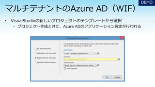 – プロジェクト作成と共に、Azure ADのアプリケーション設定が行われる
DEMO
 