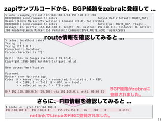 GoBGPD-Plane ...
11
 Q2netlinkǡFIBע뤹롹
Linux Networking
Subsystem
Linux
User Space
Linux
Kernel Space
netlink
gobgpd
FIB
RIB
gobgpdnetlinkUɤǡFIBBGPU·ע뤷Ƥޤ
ǤFrǤϡgobgpdֱӡFIBע
귽SݤƤޤ
SݤƤʤ
 