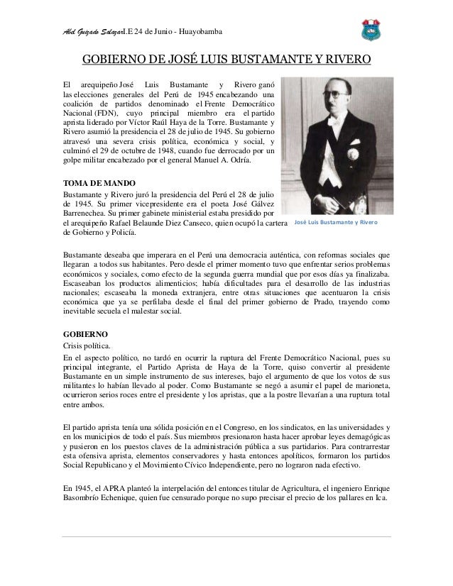 Gobierno de josé luis bustamante y rivero